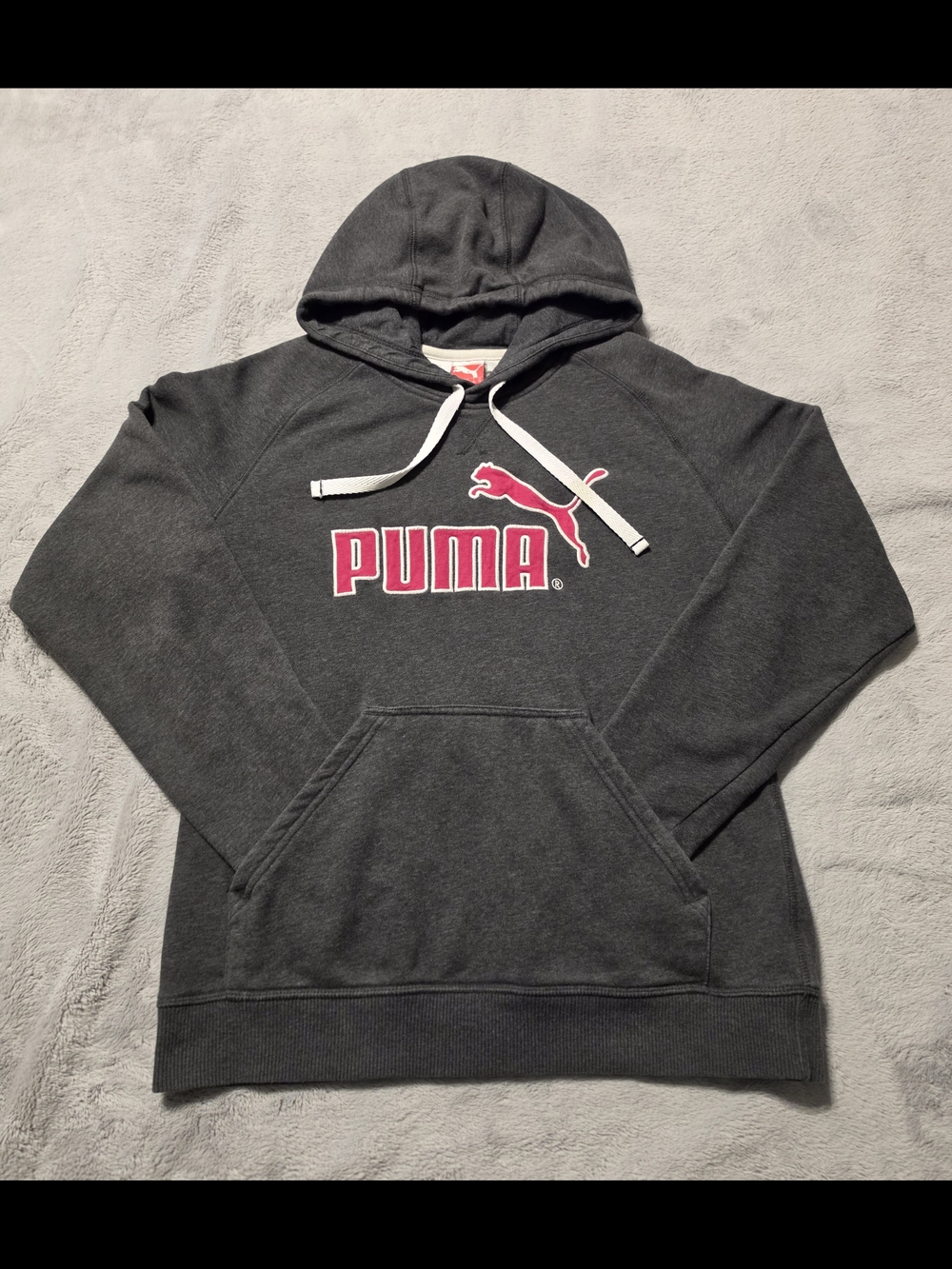 PUMA WOMEN's Charcoal Hoodie with Pink Logo